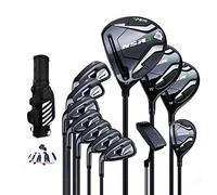 Products 12 Left Hand Golf Clubs, Men's Set of Clubs with Adjustable Angle, Suitable for Golf, Outdoor, Ball, Men, Color:Black, Gold