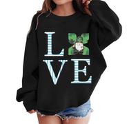 Products Category Girls Hoodies & Sweatshirts | Product Title Kid's Graphic St Patricks Day Prints Sweatshirt Crewneck Long Sleeve Cute Drop Shoulder Pullover Tops (Black, 6-7 Years)