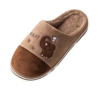 Products category Women's slipper | Product title Coupled Comfort Furry Slip-On Home Slippers for Women and Men Round Toe Warm Winter Indoor Shoes Cartoon Prints (Coffee, 5)