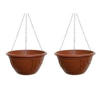 Products Mall 2 x Round Terracotta Modern Hanging Planter