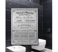 Products Toilet Rules - Brushed Aluminium - Funny Metal Sign - for House Loo/Cafe/Bar - Warning Plaque