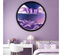 PROEATS Sand Art, Moving Sand Art, Wall Art Deep Sea Sandscape Room Decoration, 360°Rotate Sand Art Liquid Motion, Glass Crafts Solid Wood Frame, Relaxing Wall Decor for Home Office,24in-Purple