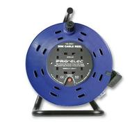 ProElec 30m Metal-Framed Cable Reel with Plastic Drum