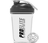 PROELITE 500ml Protein Shaker Bottle with Transparent Shaker Bottle with Stainless Steel Mixing Ball, BPA- and Leakproof Flip On Lid, Odourless, Temperature Safe (Transparent Cup/Black Lid, 500ml)