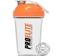 PROELITE 500ml Protein Shaker Bottle with Transparent Shaker Bottle with Stainless Steel Mixing Ball, BPA- and Leakproof Flip On Lid, Odourless, Temperature Safe (Transparent Cup/Orange Lid, 500ml)