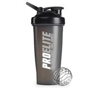 PROELITE 600ml Protein Shaker Bottle with Neon Shaker Bottle with Stainless Steel Mixing Ball, BPA- and Leakproof Flip On Lid, Odourless, Temperature Safe (Neon Black, 600ml)