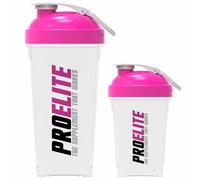 PROELITE 700ml + 500ml Protein Shaker Bottle with Transparent Shaker Bottle with Stainless Steel Mixing Ball, BPA- and Leakproof Flip On Lid, Odourless, Temperature Safe (Pink, 500ml+700ml)