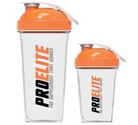PROELITE 700ml + 500ml Protein Shaker Bottle with Transparent Shaker Bottle with Stainless Steel Mixing Ball, BPA- and Leakproof Flip On Lid, Odourless, Temperature Safe (Orange, 500ml+700ml)