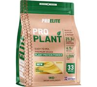 ProElite Pro Plant Vegan Protein Powder 1kg - 33 Servings - 25.3g Protein - Dairy Free Plant Based Protein Shake with Soy, Pea & Brown Rice - Gluten Free, Low Fat, No Added Sugar (Banana)