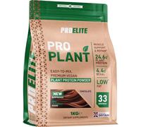 ProElite Pro Plant Vegan Protein Powder 1kg - 33 Servings - Dairy Free Plant Based Protein Shake with Soy, Pea & Brown Rice - Gluten Free, Low Fat, No Added Sugar (Chocolate)