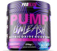 ProElite Pump Unleash Nitric Oxide Booster 270g, Pre Workout Powder, 30 Servings with Beta Alanine, Caffeine, Arginine (AAKG), Citrulline, Vitamin B3 - B12 (270g, Blue Raspberry)