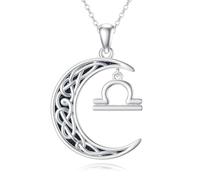 PROESS Zodiac Libra Necklace 925 Sterling Silver 12 Constellations Pendant Horoscope Sign Necklaces Jewellry Presents for Women Men
