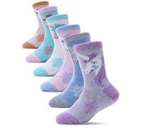 PROETRADE Merino Wool Socks for Kids Boys Toddlers Girls Thick Thermal Warm Winter Walking Heavy Cosy Crew Hiking Boot Gift Unicorn Socks 6 Pack(Unicorn,1-3 Y)