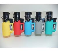 Prof Rubber, Blowtorch, Windproof, Electronic, Refillable, Jet Lighter, Gas Turbo,Yellow, Pink, Blue, Grey, Green (Grey)