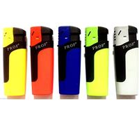 PROF WINDPROOF JET FLAME LIGHTER MAXI SIZE COLOUR FULL BRIGHT NEON COLOUR JET FLAME LIGHTER GAS REFILLABLE CIGARETTE LIGHTERS (PACK OF 5) WITH GIFT CASE BLACK POUCH