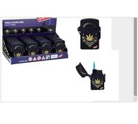 PROF - WINDPROOF JET FLAME LIGHTER SINGLE FLAME*** GOLD SHINY LEAF DESIGN FLIP Safety BUTTON COVER WILD AND FREE MALIBU *** LIGHTERS REFILLABLE STYLISH LIGHTER X 1