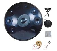 Professal 10-Note Handpan Steel Drum with Bag, Stic & String Det for Mtat, Yoga, Percuss Instrument 432Hz/440Hz - Blue Color