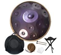Professal 22" Handpan Drum in D Minor, 12 Notes, 432 Hz Steel Tongue Drum for Yoga, Mtat & Relaxat, Harmonic Percuss Instrument (Purple)