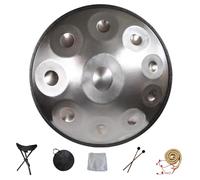 Professal 22-Inch Handpan Drum in D Minor, 10 Notes, 432Hz/440Hz Steel Tongue Drum for Mtat & Music Therapy, Silver, Perfect for Relaxat & Sound Healing