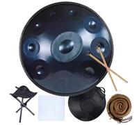 Professal Handpan 22" Steel Drum 10 Notes 440Hz in D Minor - 432Hz Tongue Drum for Mtat & Relaxat - Blue Color, Perfect for Music Therapy