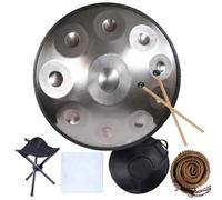 Professal Handpan 432Hz 440Hz D Minor 22" Steel Tongue Drum, 10 Notes, Ideal for Mtat & Relaxat, Silver h, Perfect for Musicians & Beginners