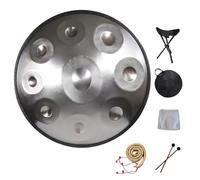 Professal Handpan 9/10/12 Note Steel Drum with Bag, Mallets & String Det for Mtat, Yoga, Percuss - 432Hz/440Hz (Silver, 9 Notes/440Hz)