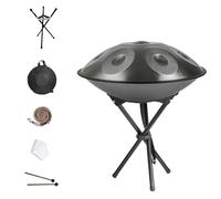 Professal Handpan Drum 432Hz & 440Hz 55cm Steel Tongue Drum for Mtat Yoga Sound Therapy 10-Note Percuss Instrument (Silver 432Hz)