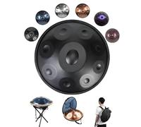 Professal Handpan Tamburo A Mano 440Hz/432Hz - 10 Note D Minor Steel Percuss Instrument with Carry Case Mallets & Stand - 22 Inch Diameter (Black)