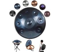 Professal Handpan Tamburo A Mano 440Hz/432Hz - 10 Note Steel Percuss Instrument with Case Stic & Stand - 22" Diameter Blue Ideal for Music Therapy & Relaxat