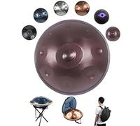 Professal Handpan Tamburo A Mano 440Hz/432Hz - 12 Note Steel Percuss Instrument with Case Stic & Stand - 22" Diameter in Brown h