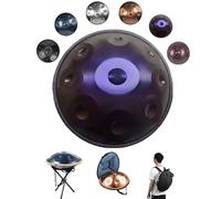 Professal Handpan Tamburo A Mano 440Hz/432Hz - 9 10 12 Tone D Minor - Steel Percuss Instrument with Case Stic & Stand - 22" Diameter (Purple 440Hz/9 Note)