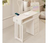 Professal Manicure Tabwith 80W Dust Collector Hid LELight & Wir Charging - Nail Tech De for Salons & Beau Studios with (White 100x40x76cm)