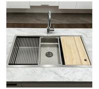 Professal Stainless Steel Kitchen Sink ExtraDeep Single Bowl with Coating Handmade Design Includes Drain Accessories and Strainer (80x50x19cm)