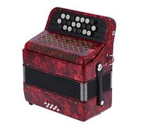 Professinal 22 Key 8 Bass Accordian, Comfortable Button Accordian, Adjustable Voice Changers Accordian Instrument with Storage Bag, Easy to Play Accordian for Beginners (Red)