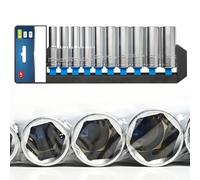 Professional 1/2” Deep Socket Set, 10-Piece Metric (10-24mm) - CRV Alloy Steel, Drop-Forged, Ass Drive, Automotive & Heavy-Duty Hex Fasteners