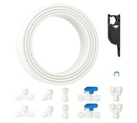 Professional 1/4" OD Tubing Water Line Kit for Refrigerator Ice Makers, 49.2 ft Ice Maker Water Line Kit for RO Water Systems with Fittings(White)