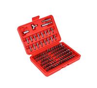 Professional 100-Piece Security Screwdriver Bit Set with Red Case, Tamperproof Torx Hex Bits for Car Repair, Electronics, Equipment