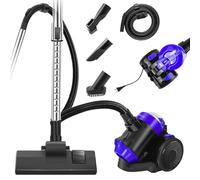 Professional 1000W Cylinder Vacuum for Home & Car | Bagless 1.5L Capacity | Automatic Cord Rewind | Complete Set with Floor Brush, Crevice Tool & Upholstery Nozzles | Ideal for Pet Hair Removal