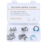 Professional 102 Pcs Dental Matrix Band Set with Nickel Titanium Clamping Clips, Sectional Contoured Bands for Posterior Teeth Restoration, Autoclavable Dentistry Instruments