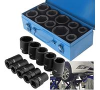Professional 10Pcs 1-Inch Drive Impact Socket Set (22-50mm) | Heavy-Duty Metric Deep Sockets | Garage-Grade Car Tool Kit with Storage Box