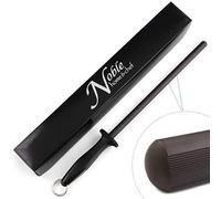 Professional 11.5 Inch Ceramic Honing Rod Has 2 Grit Options, a Firm-Grip Handle, Hanging Ring, and Japanese Ceramic. Noble Home & Chef Sharpening Rods are Perfect for Chefs! (Black, 2000/3000 Grit)