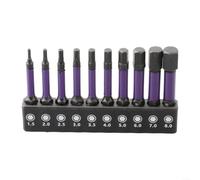 Professional 11 Piece Hex Driver Bit Kit Featuring Magnetic Tips And Hardened Steel Construction For High Torque Applications Compatible With Power Tools And Hand Drills From H1.5 To H8 Metric Sizes