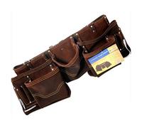 Professional 11 Pocket leather tool belt Thick dark leather metal holders