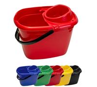 Professional 14L Mop Bucket with Wringer (Red) Colour Coded With Easy Carry Handle for Domestic and Commercial Cleaning Hospital Contract Cleaning Bucket Industrial - Avern