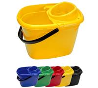 Professional 14L Mop Bucket with Wringer (Yellow) Colour Coded With Easy Carry Handle for Domestic and Commercial Cleaning Hospital Contract Cleaning Bucket Industrial - Avern