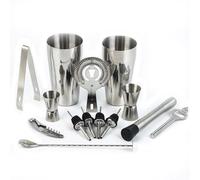 Professional 14PC Cocktail Shaker Set with Storage Bag Stainless Steel Mixware Kits with 750ml Cocktail Shaker Filter for Home,Bar, Party and Gift，Cocktail Kit Suitable for Gift Giving(700/600ml)