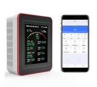 Professional 15-in-1 Air Quality Monitor with Smartphone APP - Dual Chip - Sensors Detect CO2, PM2.5/PM10, HCHO, TVOC | Real-Time Alerts & Custom Thresholds | for Home, Car, Office, Plants, Pets