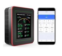 Professional 15-in-1 Air Quality Monitor with Smartphone APP - Dual Chip - Sensors Detect CO2, PM2.5/PM10, HCHO, TVOC | Real-Time AQI Alerts & Custom Thresholds | for Home, Car, Office, Plants, Pets