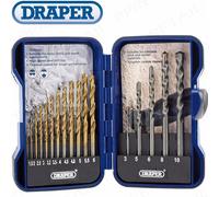 PROFESSIONAL 17Pc HSS & MASONRY DRILL BIT KIT Steel Straight Shank Wood, Brick