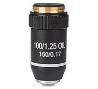 Professional 195mm Microscope Objective Lens Set 4X to 100X with Multi-Layer Coating for School Laboratory Biology Research(100X)